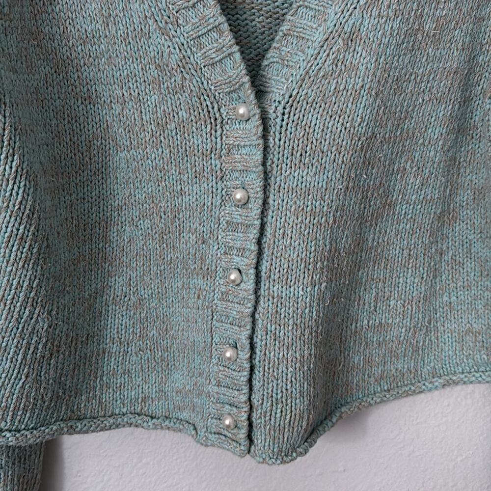 Dannijo L Cropped Cardigan With Pearl Buttons in Blue & Grey Heather - Picture 7 of 11